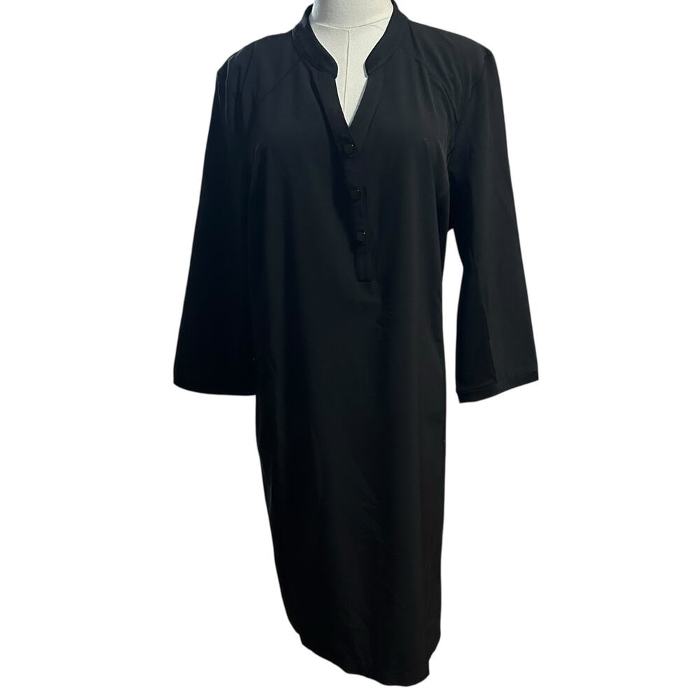 Chico's Zenergy Shift Dress Athletic Hiking Active Black Pull Over SZ 3 Henley
